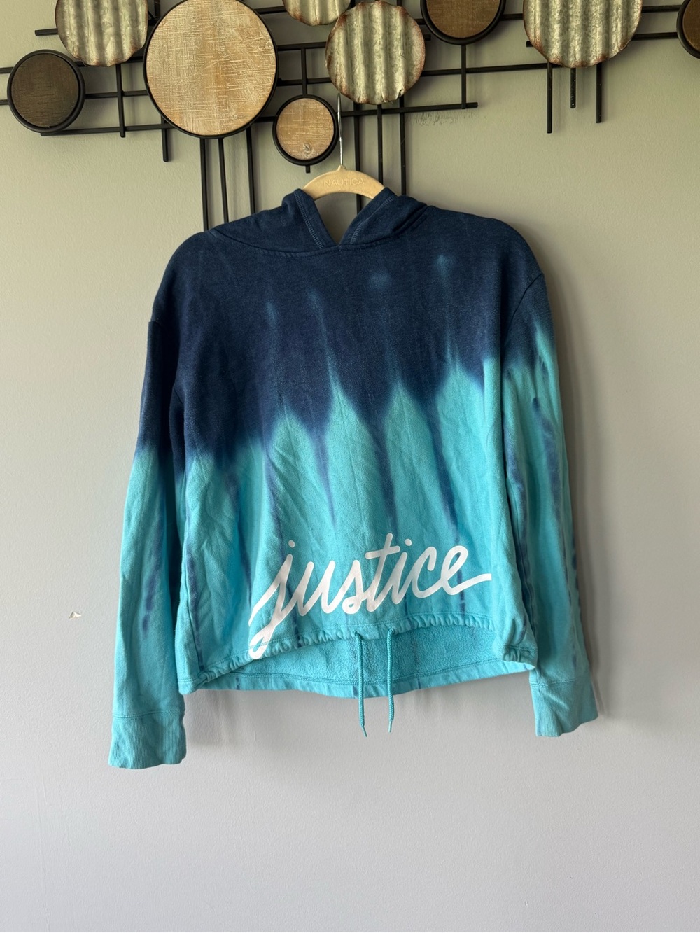 Justice Navy to Teal Ombre Tie-Dye Pullover Hoodie size 18/20
